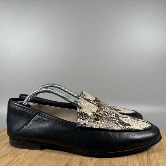 Sam Edelman Lior Horsebit Buckle‎ Loafers Womens 7.5 Black Snake Leather Shoes - Picture 1 of 8